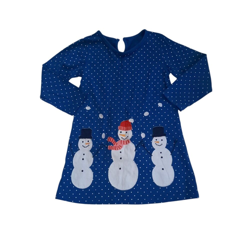 Boutique Girls Snowman Applique Dress OS